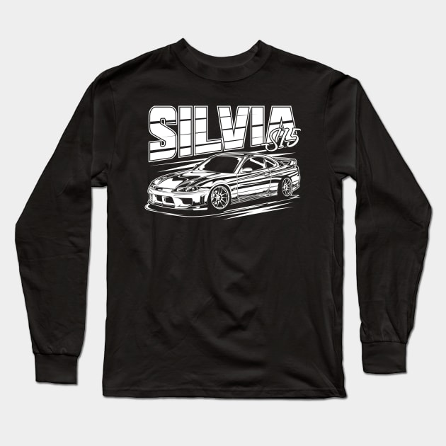 Silvia S15 (White Print) Long Sleeve T-Shirt by idrdesign